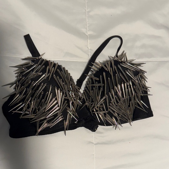 Black Spiked Bra Top - Picture 1 of 3